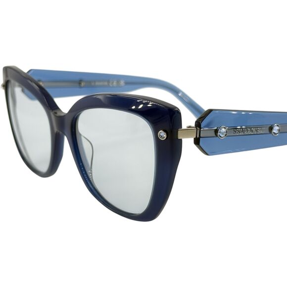 Swarovski SK0391 Womens Plastic Sunglass 90V Shiny Blue 54-18 Blue Lenses - Picture 2 of 6